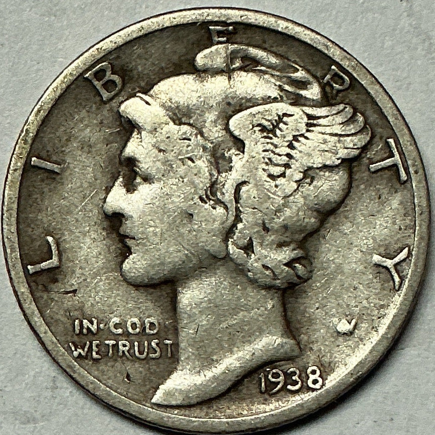 1938-D Mercury Dime, Fine Circulated Coin, Store #DE0995