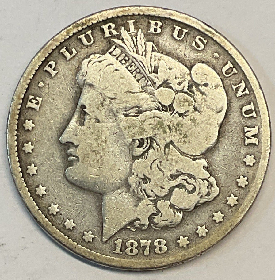 1878 Morgan Silver Dollar, 8 Tail Feather, Fine Circulated Coin, Store #DR0867.