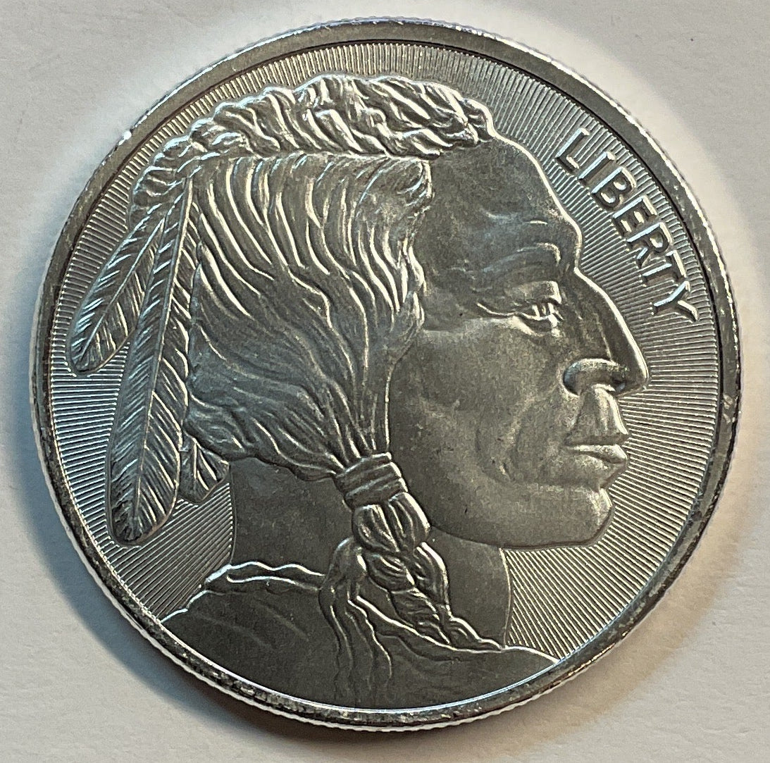 .999 silver, 1 Troy Ounce, Indian & Buffalo Silver Round Bullion, Store #SR027