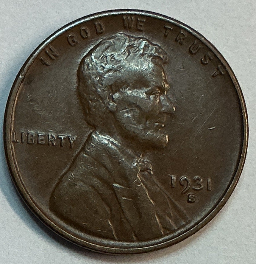 1931-S Lincoln Cent, About Uncirculated Coin, Store #CT1256