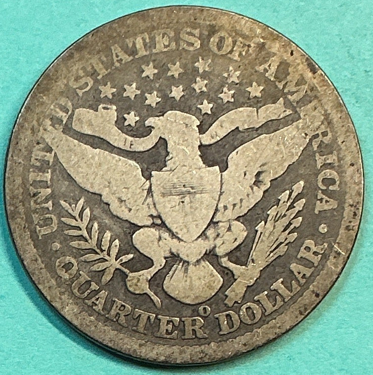 1898-O Barber Quarter., About Good Circulated Details., Store#QR1212