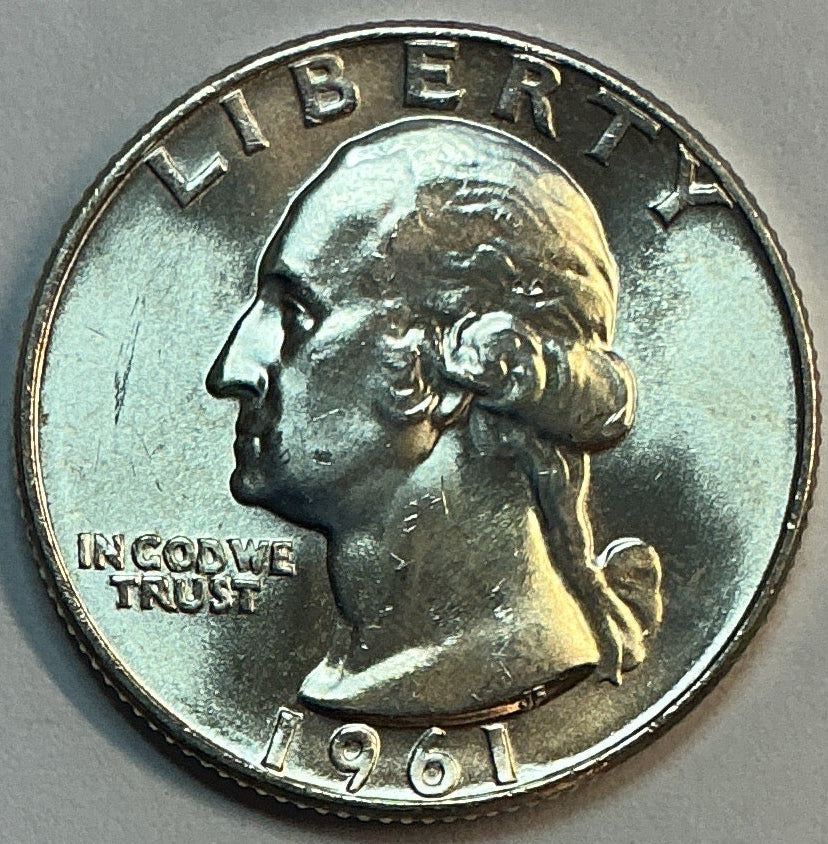 1961-D Silver Washington Quarter., Uncirculated Coin., Store #QR1787