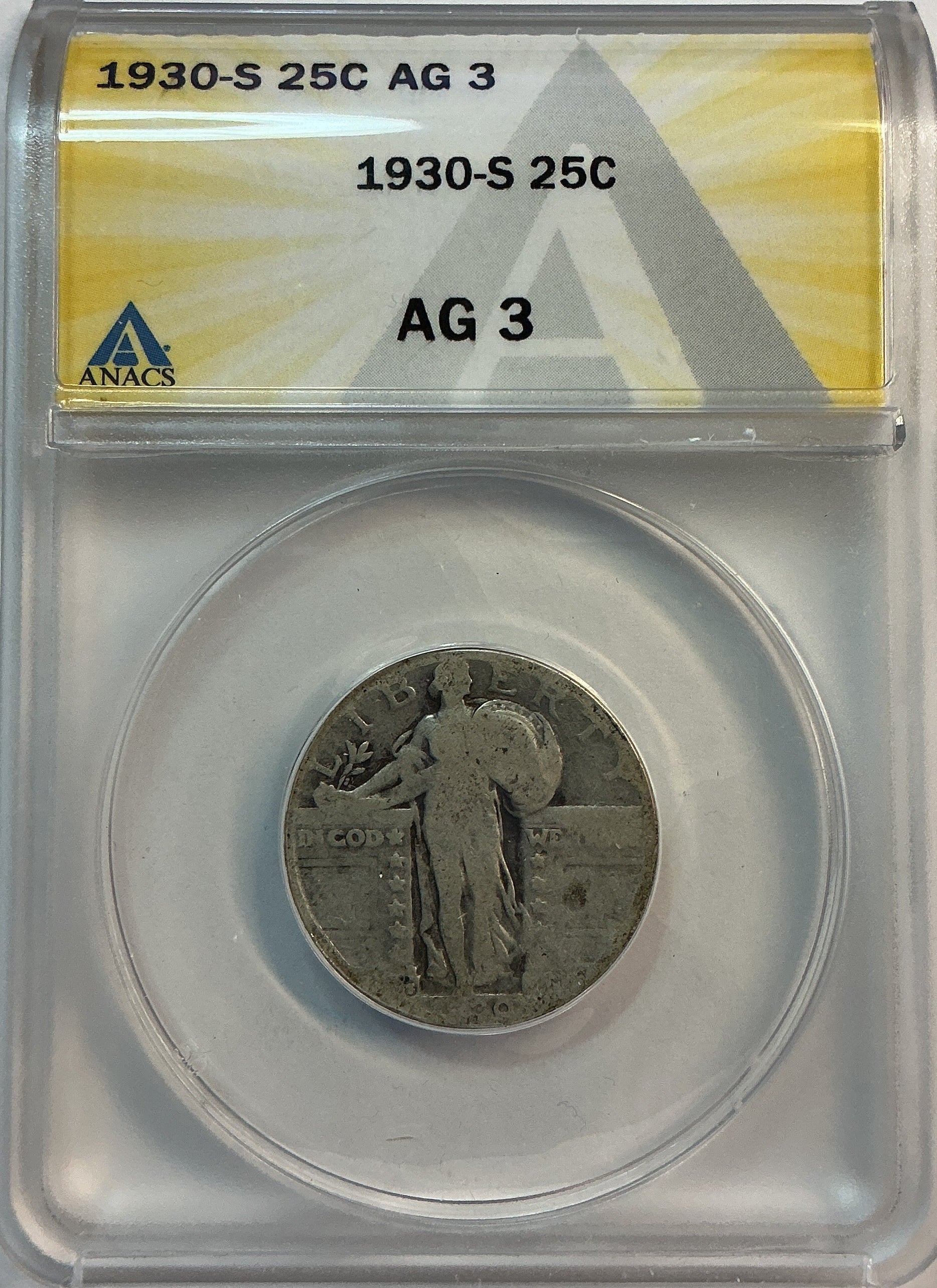 1930-S Standing Liberty Quarter, ANACS AG-3, Store #QR1638