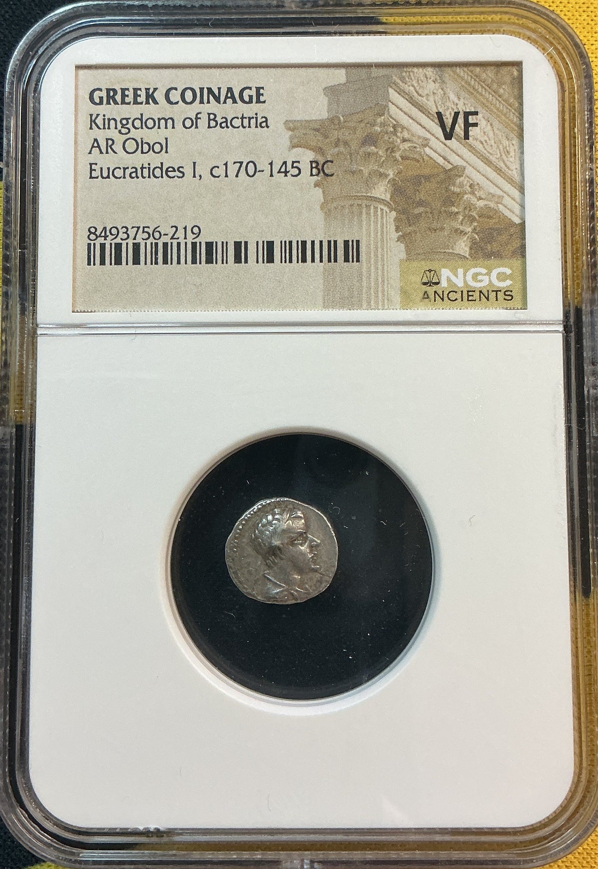 Ancient Coinage, VF, Greek Coinage, Kingdom of Bactria, AR Obol, c170-145 BC, Store #AT0015