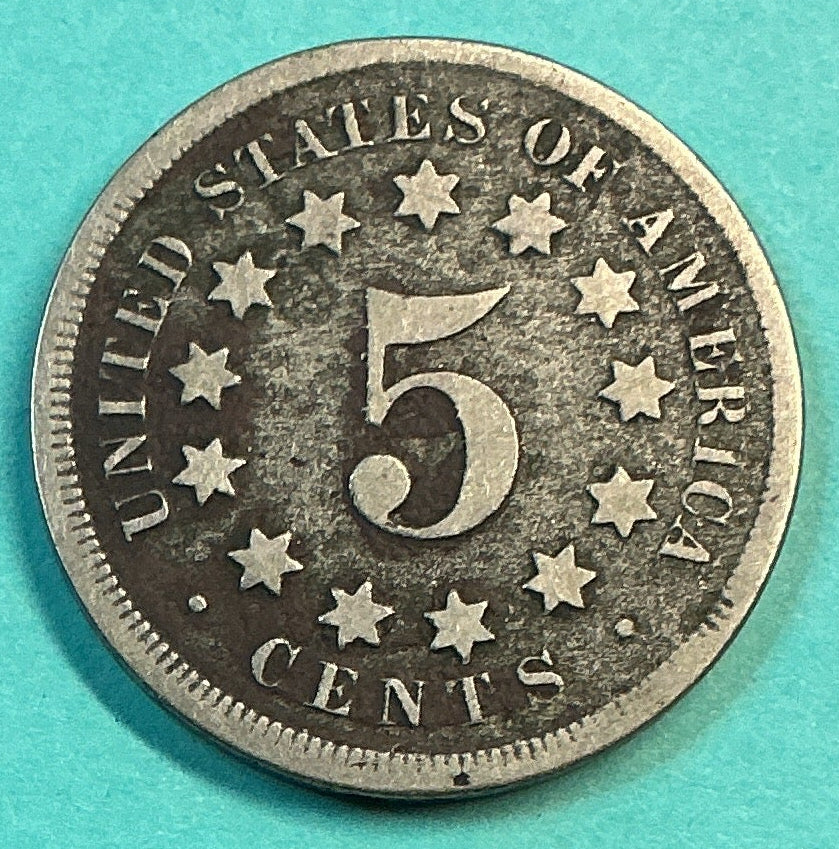 1868 Shield Nickel, Very Good+ Details Circulated Coin, Store #NL0107