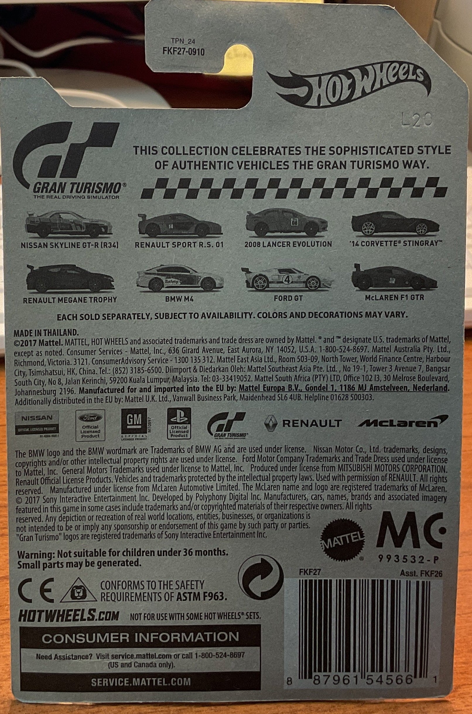 Nissan Skyline GT-R (R34) Hot Wheels toy car, FKF27-0910, 'GRAN TURISMO', Store #TY001