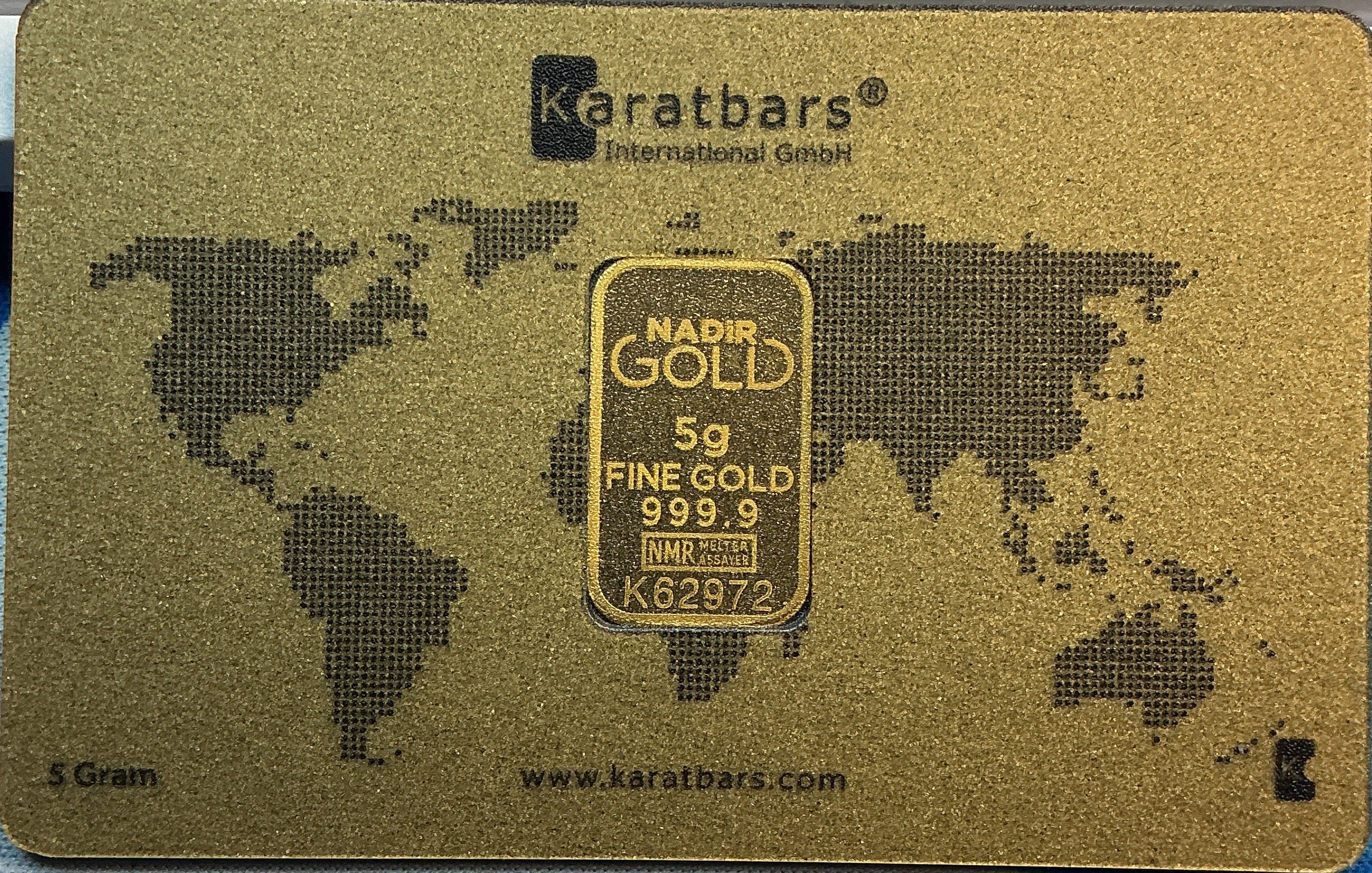 5 Gram Gold Bar, 999.9 pure, Carded Burnished KARATBARS, Store Sale #G0178