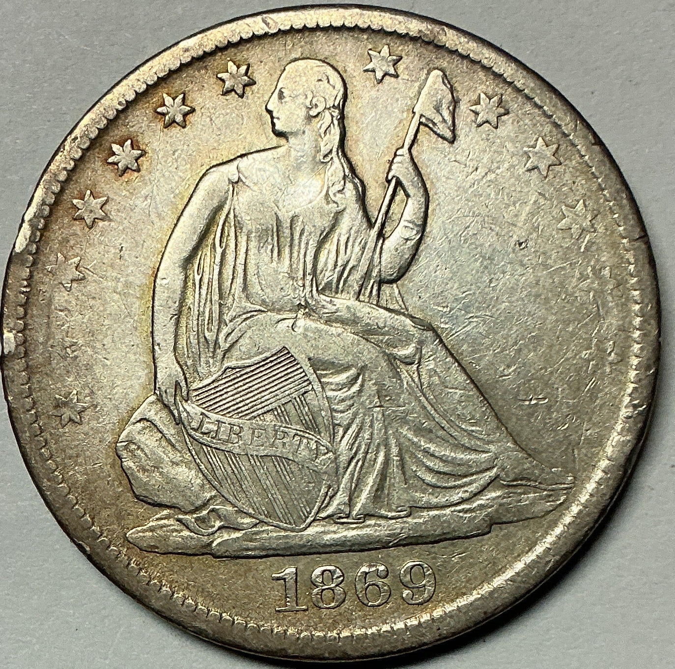 1869-S Liberty Seated Half Dollar, Extra Fine+ Coin, Store #HR1995