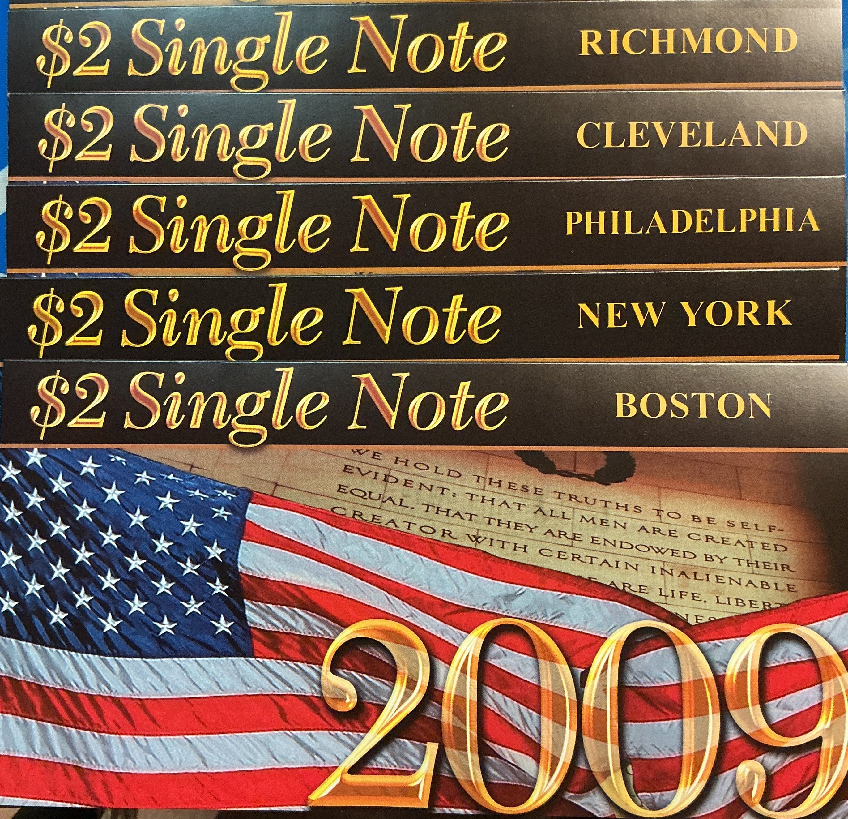 2009 Series $2 Single Notes, F.R.Notes, Nice Numbers!, Store #FRN002.