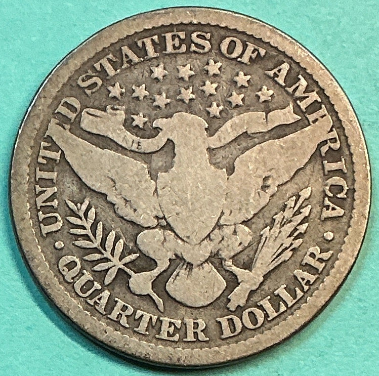 1899 Barber Quarter., Good+ Circulated Details., Store#QR1213
