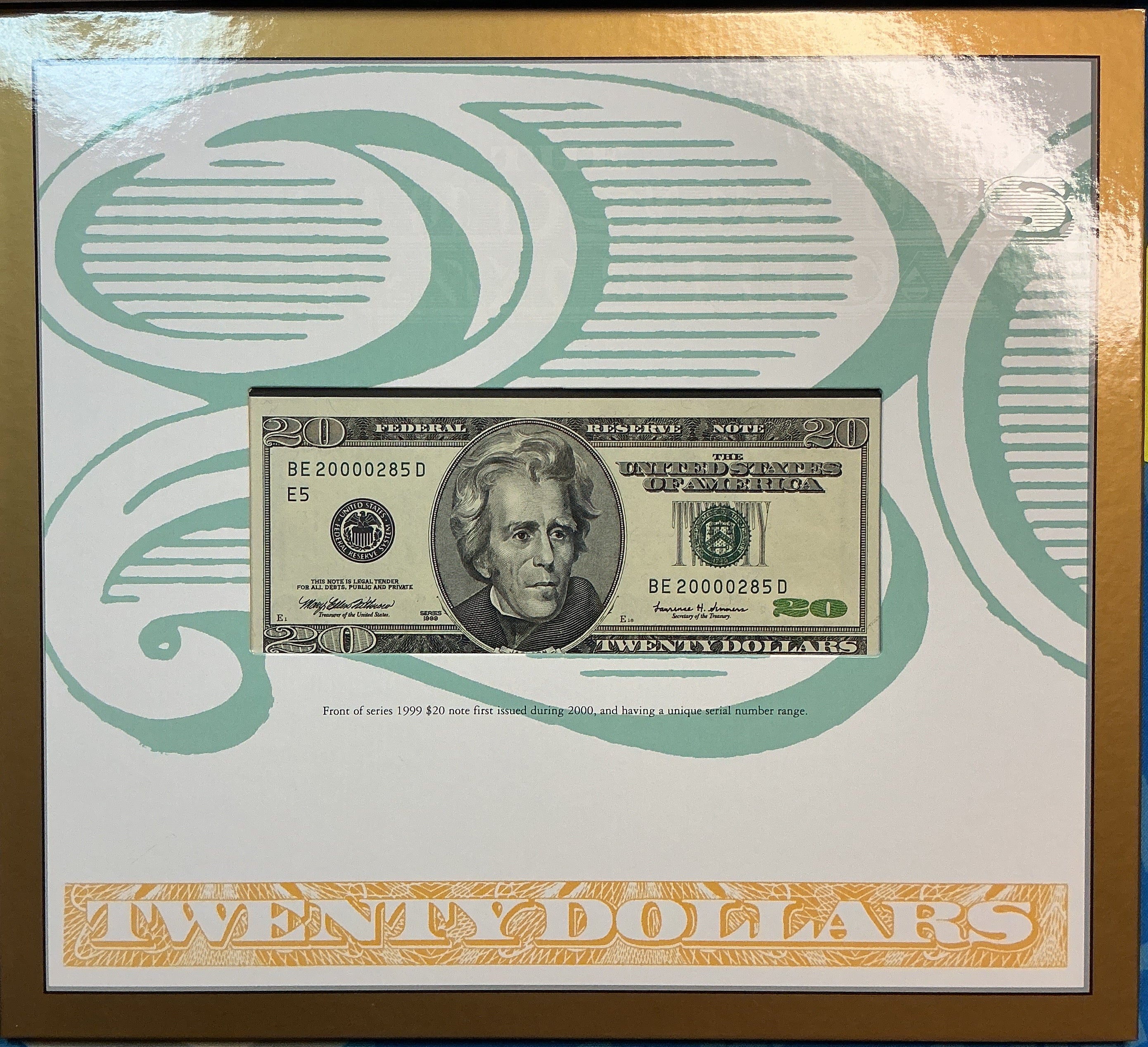 2000, 200th Anniversary White House, $20 Federal Reserve Note, Store #FRN004