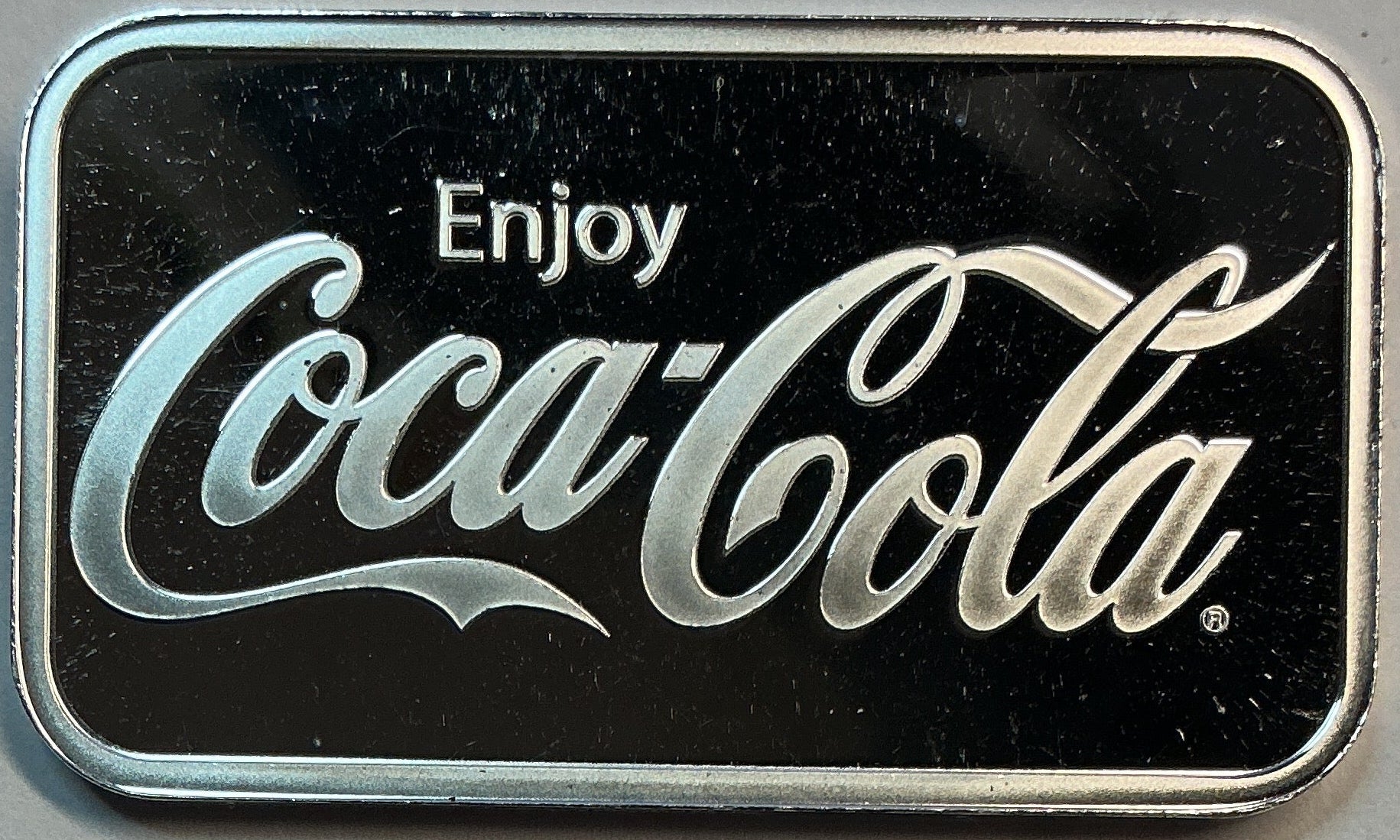 .999 silver, 1 Troy Ounce, Coca-Cola Silver Bar Bullion, Store #SR039