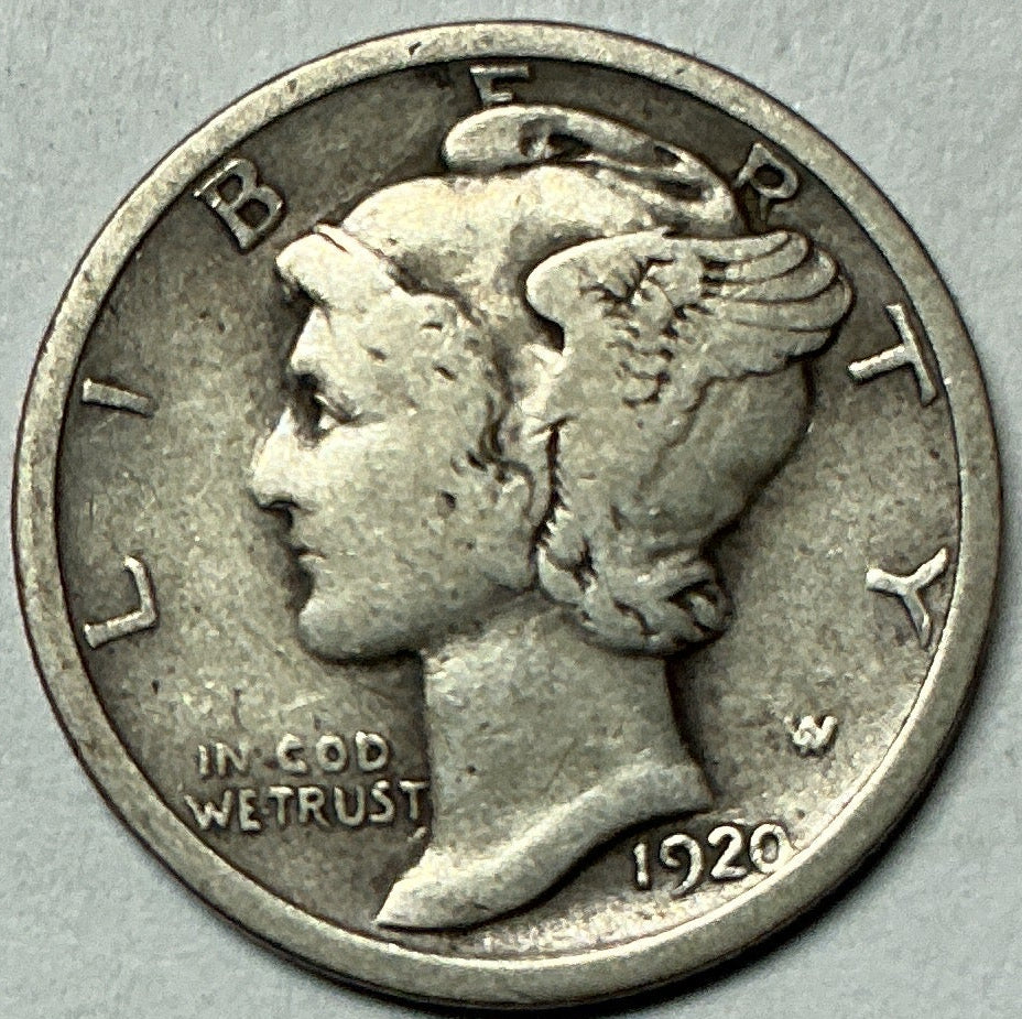 1920 Mercury Dime, Very Good Circulated Coin, Store #DE0961