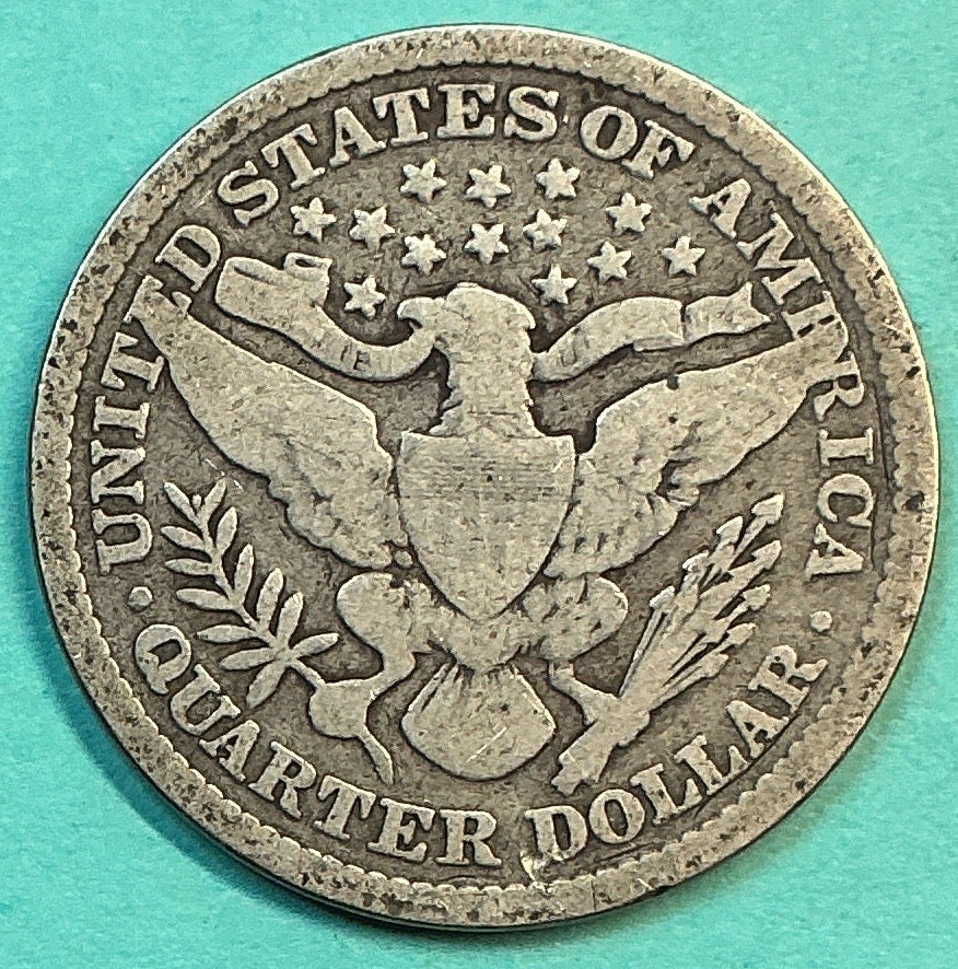 1898 Barber Quarter., Very Good Circulated Details., Store#QR1205