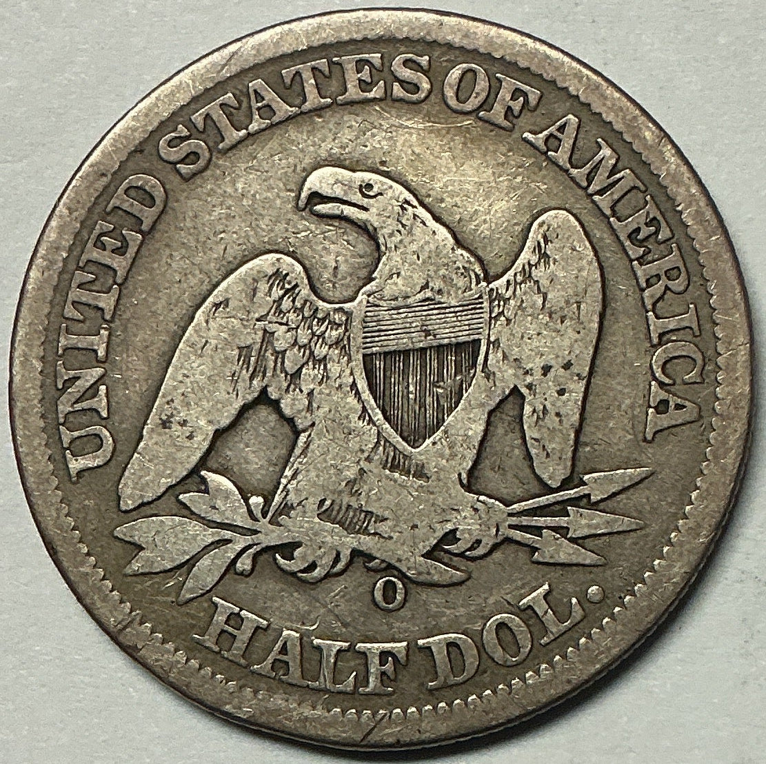 1856-O Liberty Seated Half Dollar, Good+ Circulated Coin. Store #HR1940