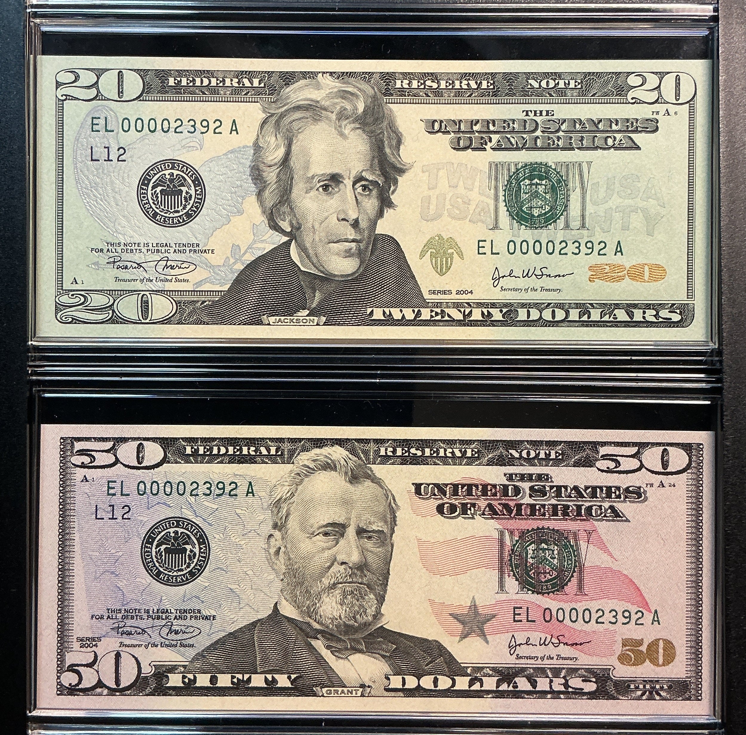 2004 Series, San Francisco Evolutions, $20 & $50, Dept of Treasury-BEP, #FRN016