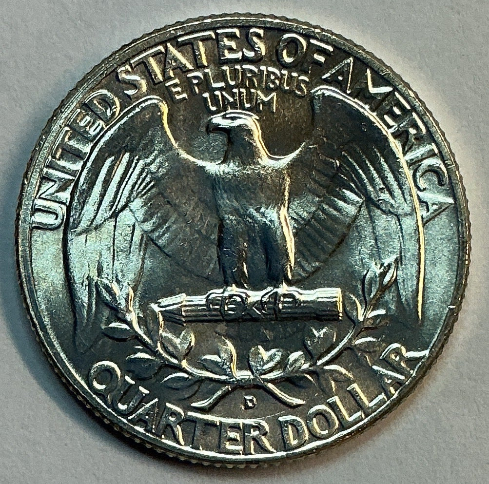 1961-D Silver Washington Quarter., Uncirculated Coin., Store #QR1787