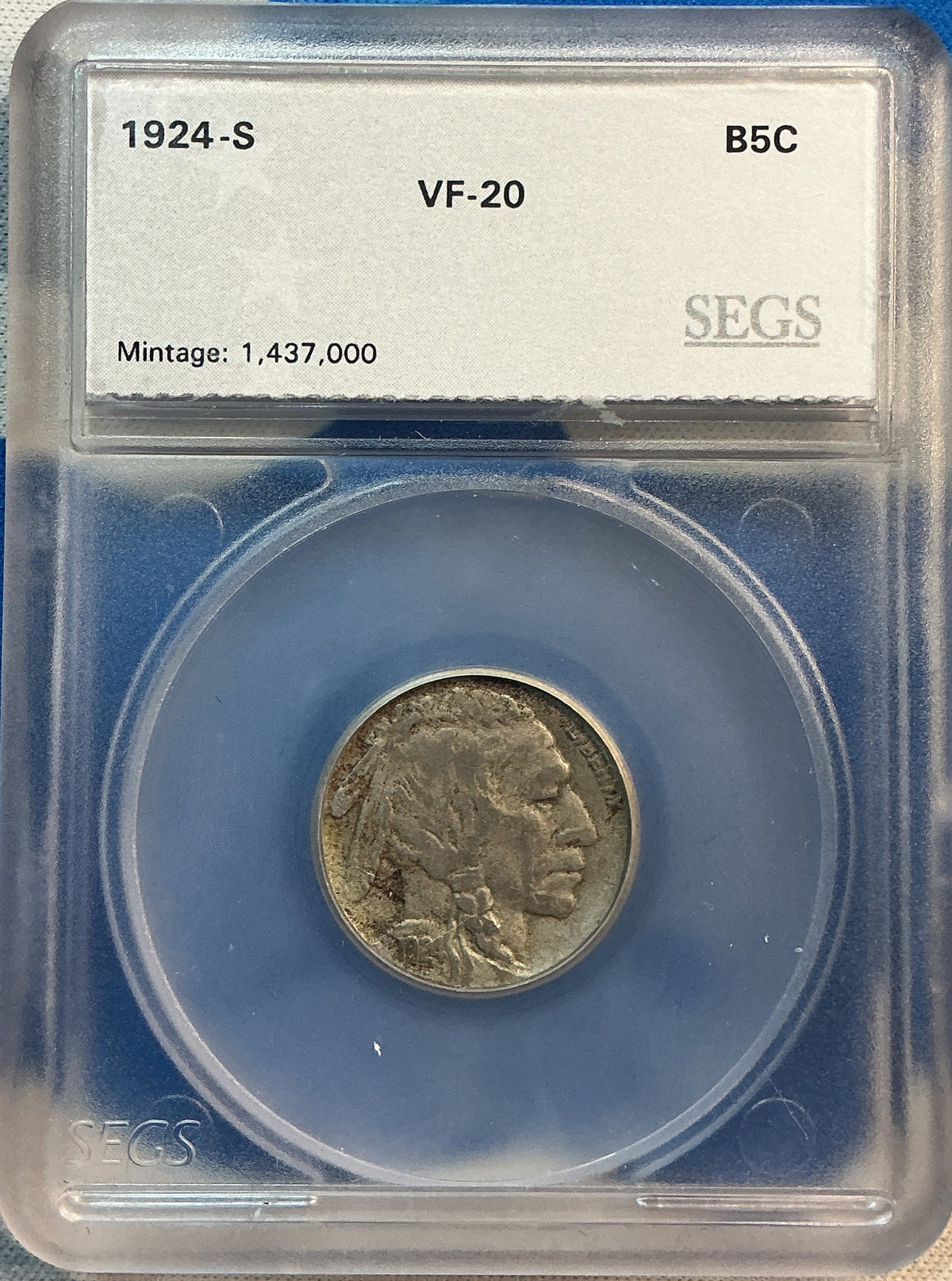 1924-S Buffalo Nickel, Very Fine 20 Coin, Store #GNL038