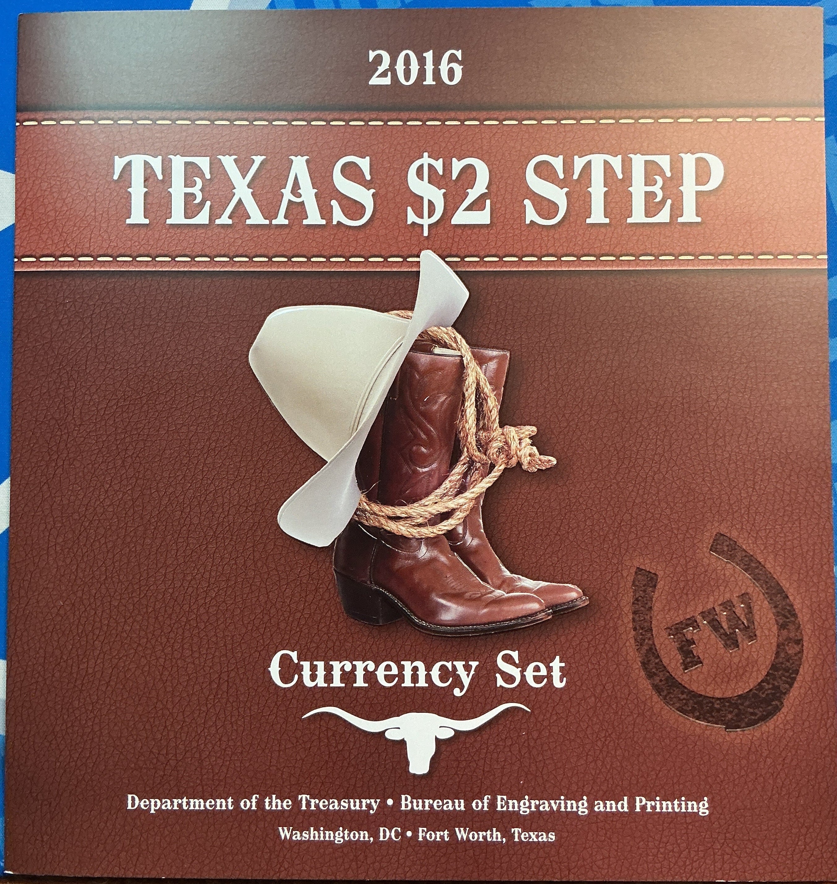 2016 Texas $2 Step Currency Set, Dept of Treasury-BEP, Store #FRN007