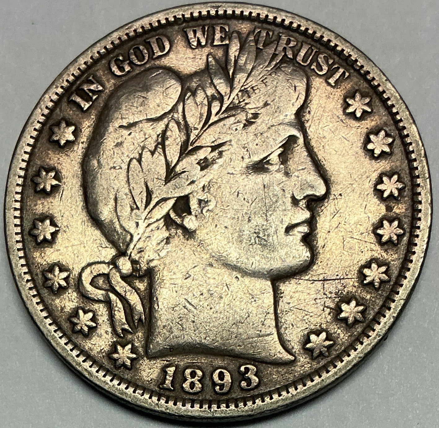 1893 Barber Half Dollar, Fine Circulated Coin, Store #HR2035