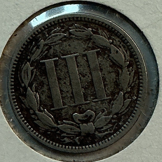 1868 Three Cent Copper Nickel, Very Good Circulated Coin, Store #3C0014