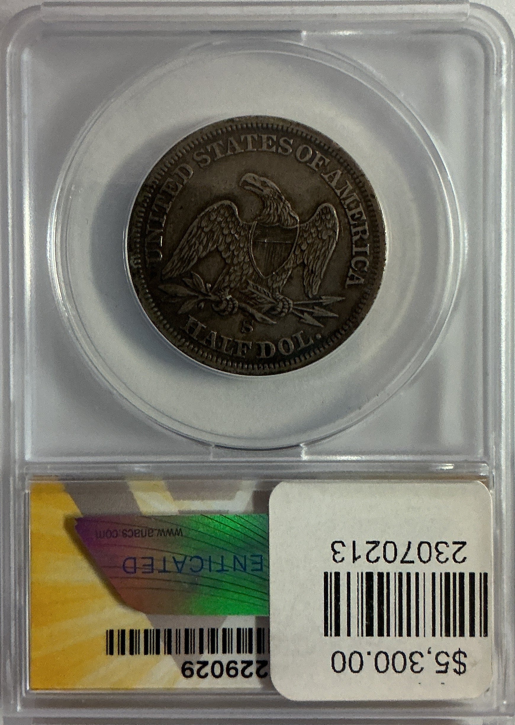 1855-S Liberty Seated Half Dollar, ANACS EF 40, Store #HR2023