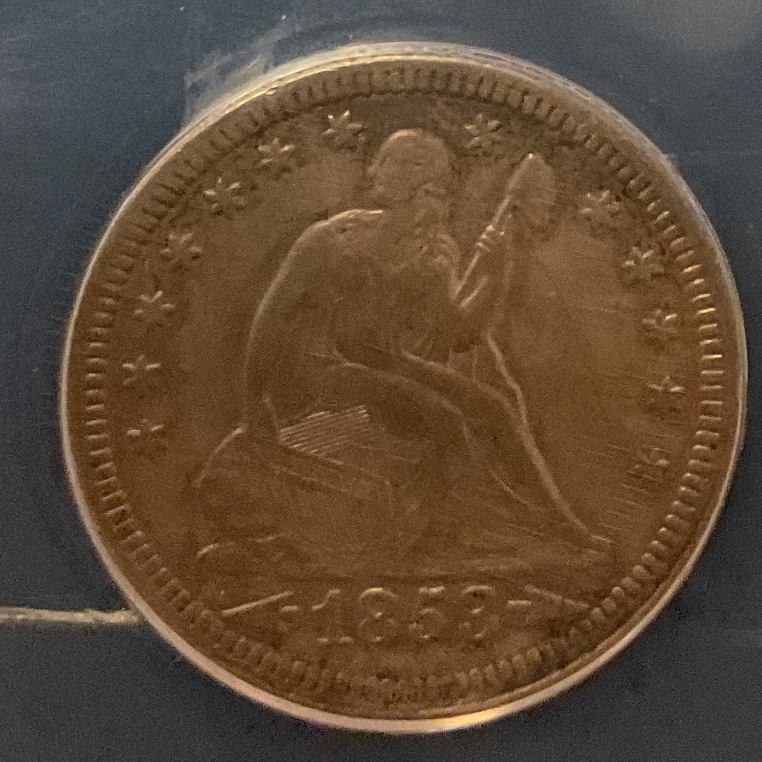 1853 Seated Liberty Quarter, ANACS EF-40 Details, Store #GQR084