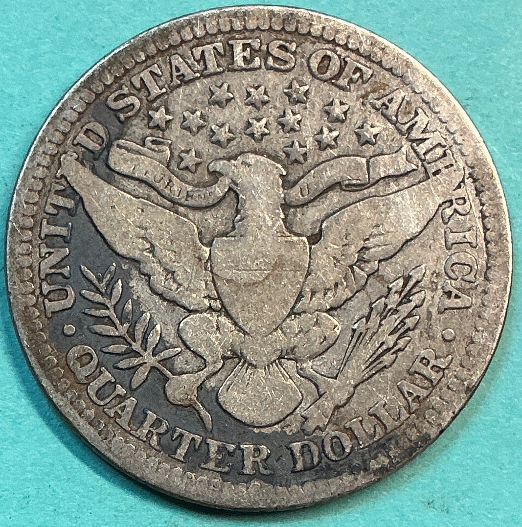 1902 Barber Quarter., Very Good Circulated Details., Store#QR1224