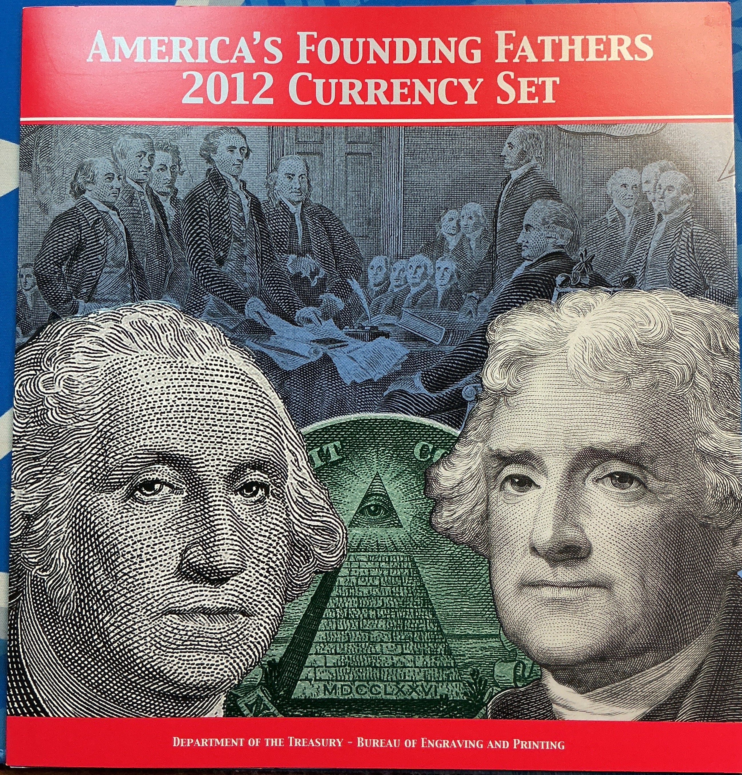 2012 Currency Set, $1 & $2 Notes, America's Founding Fathers, Store #FRN006