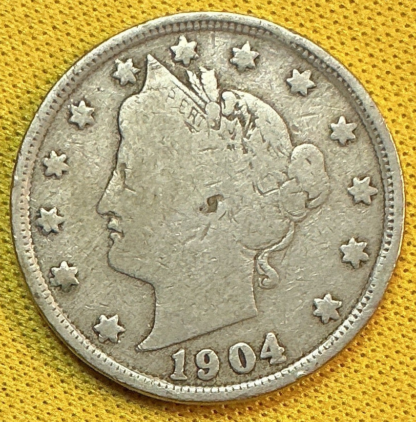 1904 Liberty Nickel, Very Good Circulated Coin, Store #NL890