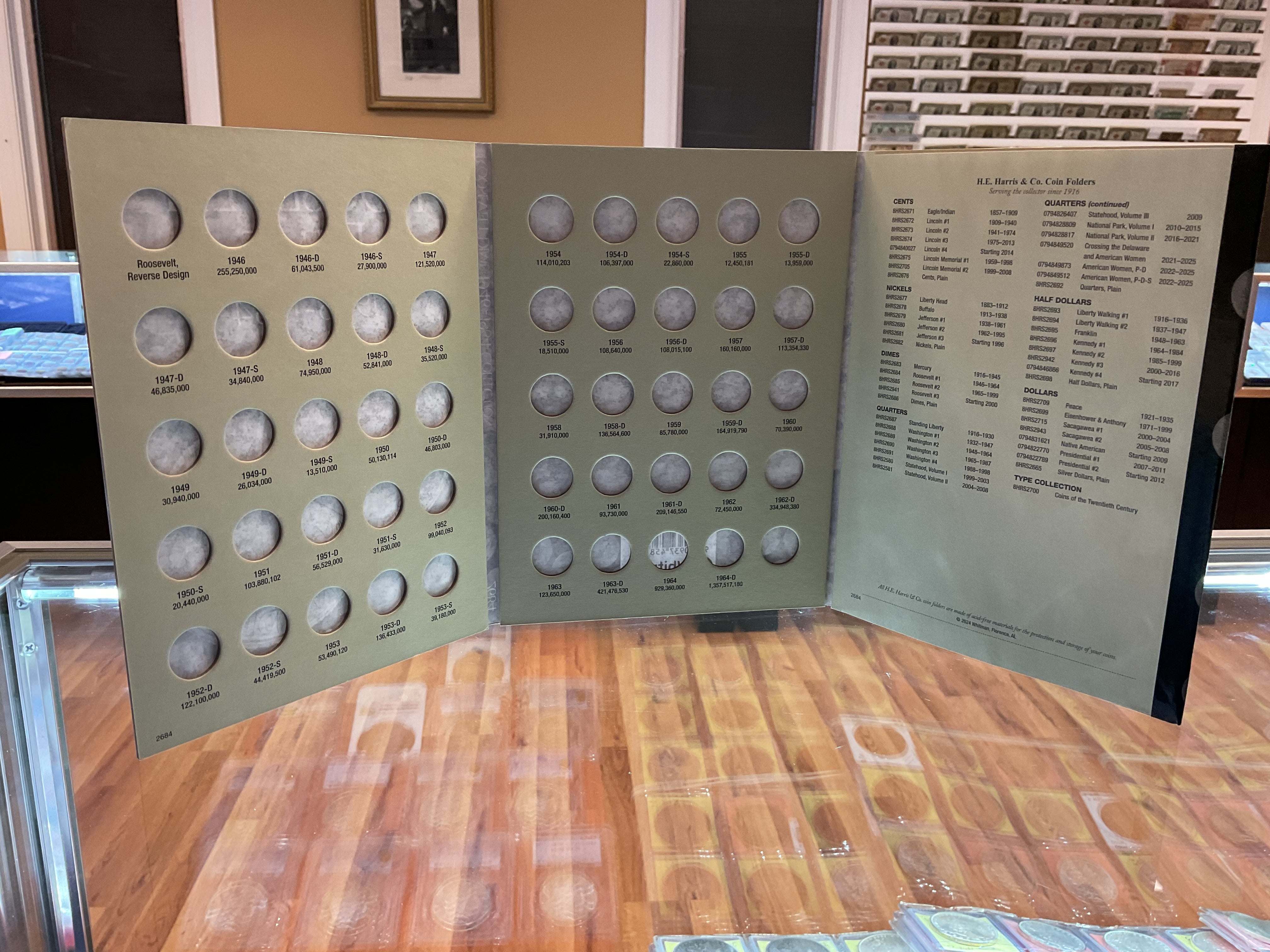 Roosevelt Dimes, Harris Coin Folder, Collections 1946-1964