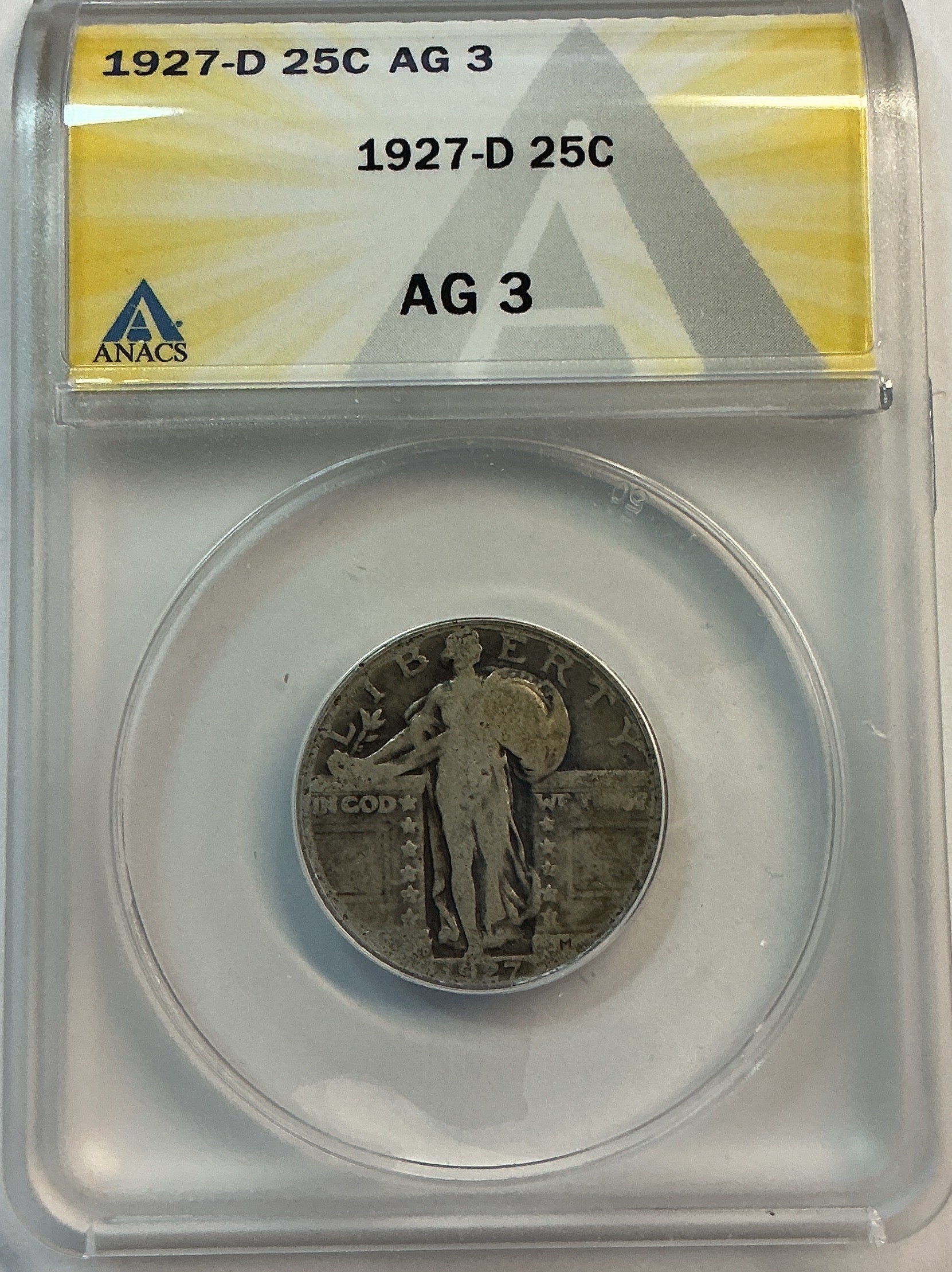 1927-D Standing Liberty Quarter, ANACS AB-3, Store #QR1627