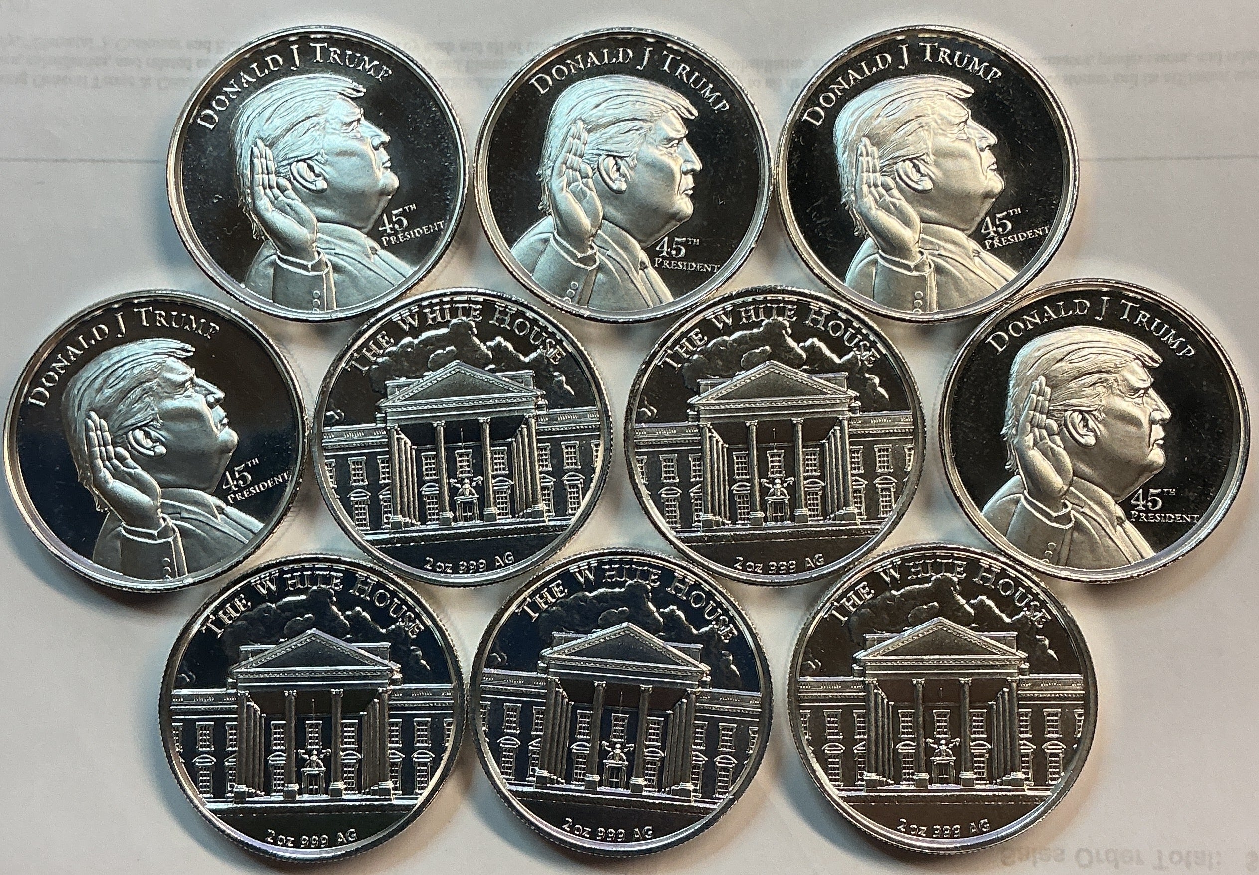 1 Roll of 10-2 Troy Ounces, Donald J. Trump 45th President .999 Silver Rounds, Store #SR055
