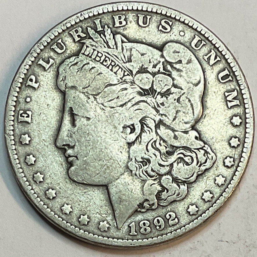 1892 Morgan Silver Dollar, Very Fine Plus, Circulated Coin, Store #DR0905