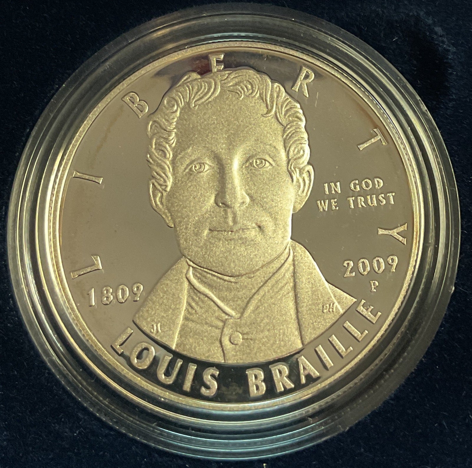 2009 Louis Braille Bicentennial Silver Dollar, U.S. Mint, Proof, #PT030