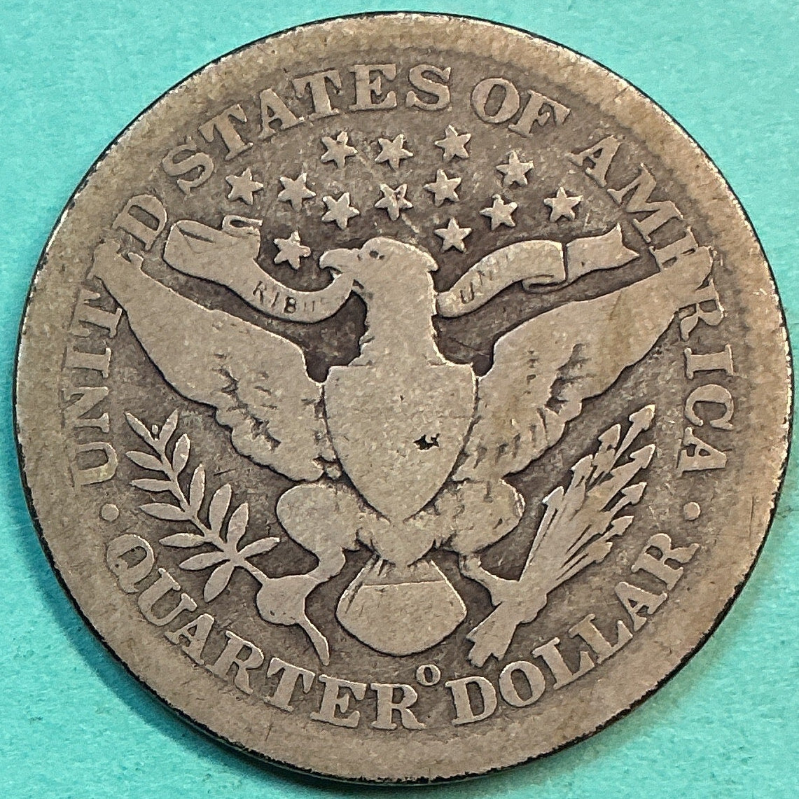 1905-O Barber Quarter., About Good Circulated Details., Store#QR1234