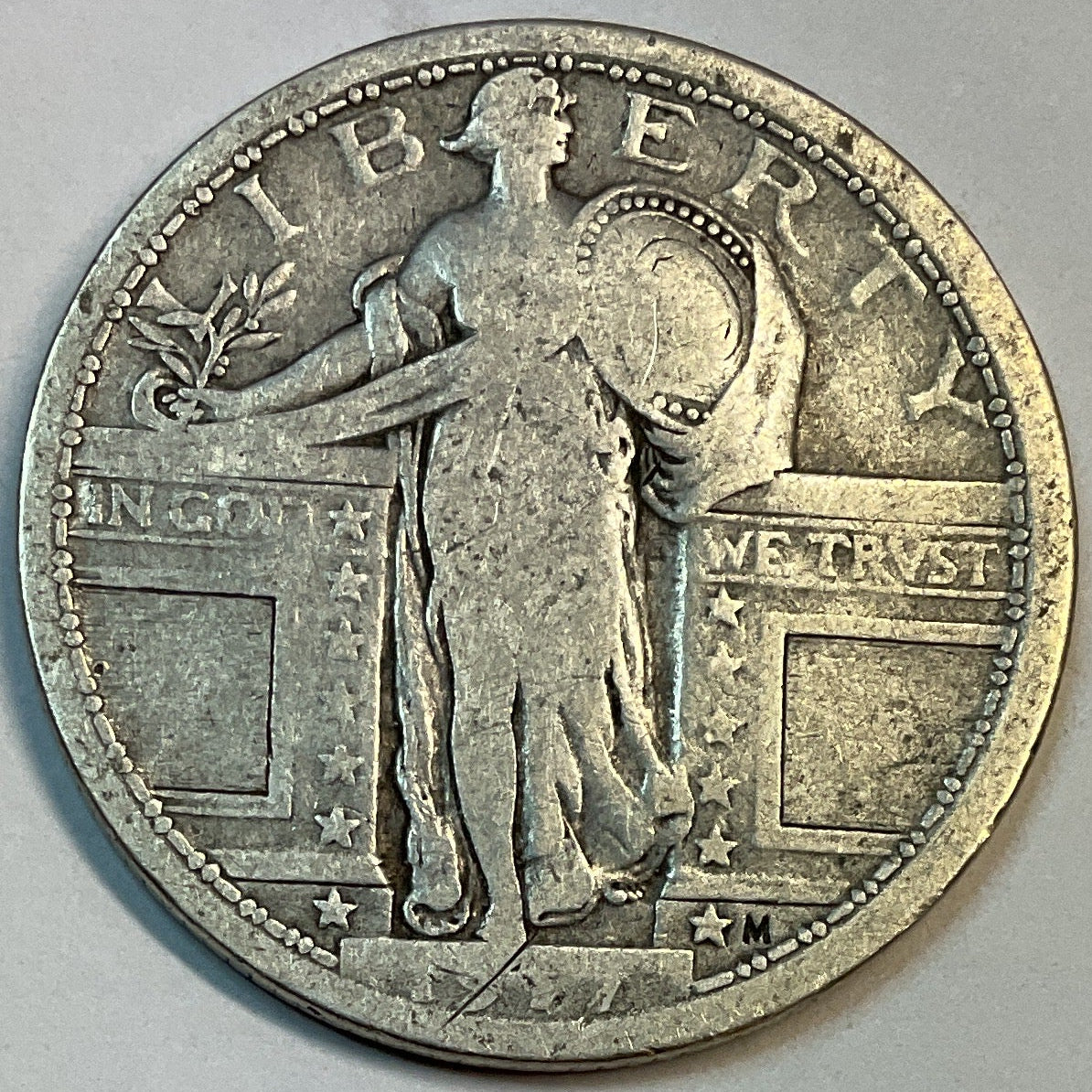 1917 T-1, Standing Liberty Silver Quarter, Fine Circulated Coin, Store #QR1162