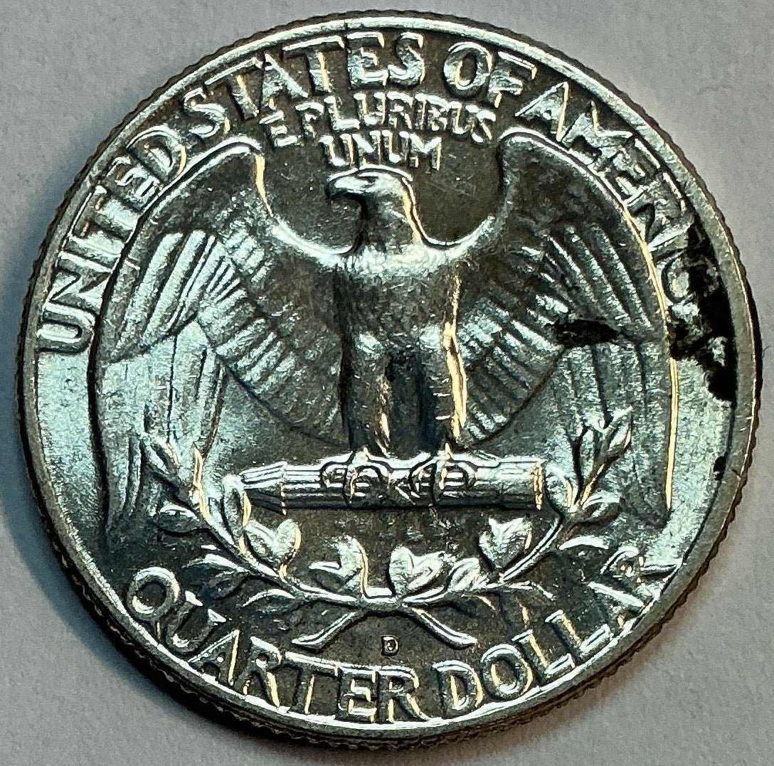 1963-D Silver Washington Quarter., Uncirculated Coin., Store #QR1794