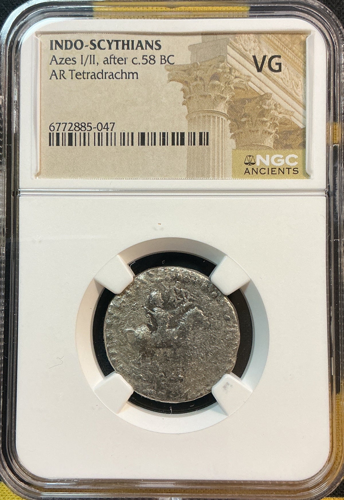 Ancient Coinage, VG, Indo-Scythians, Azes I/II, AR Tetradrachm, c.58 BC, Store #AT0055