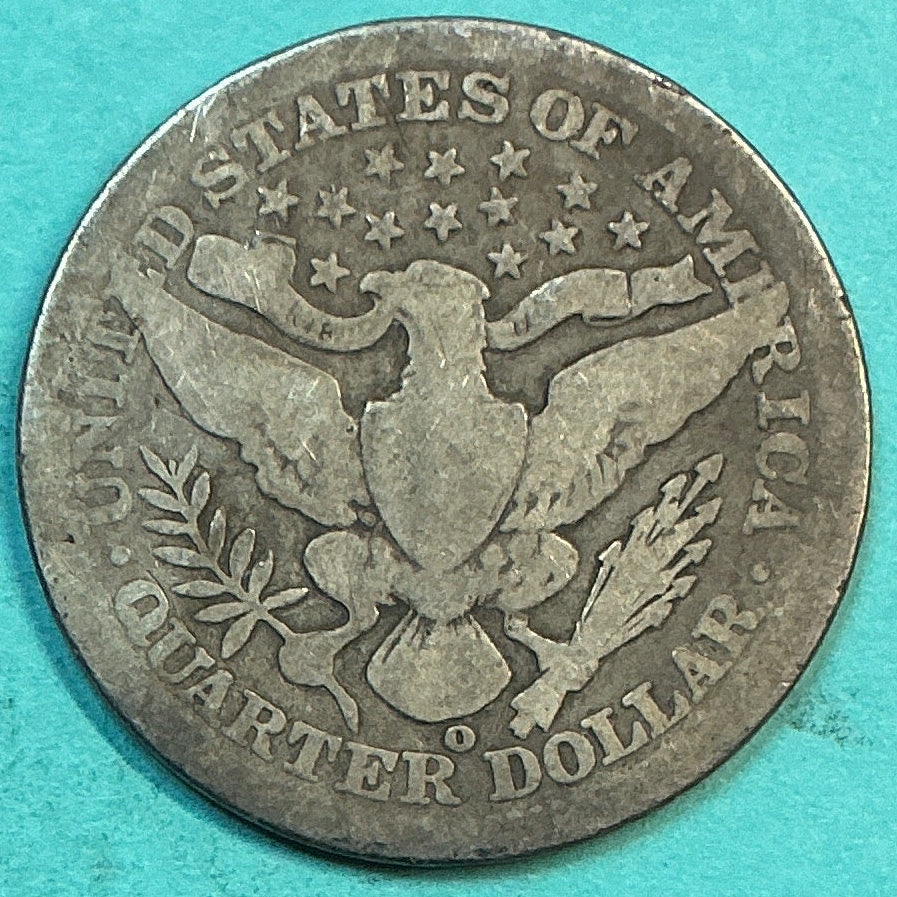 1909-O Barber Quarter., About Good Circulated Details., Store#QR1249