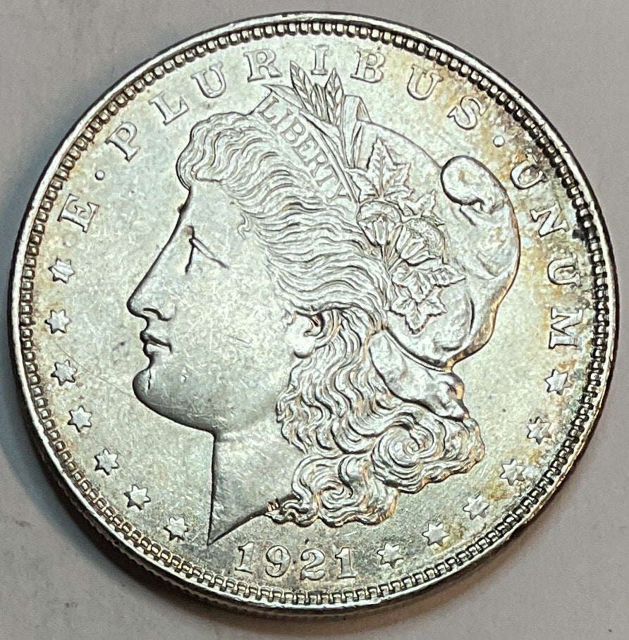 1921 Morgan Silver Dollar, Mint State Uncirculated Coin, Store #DR0942