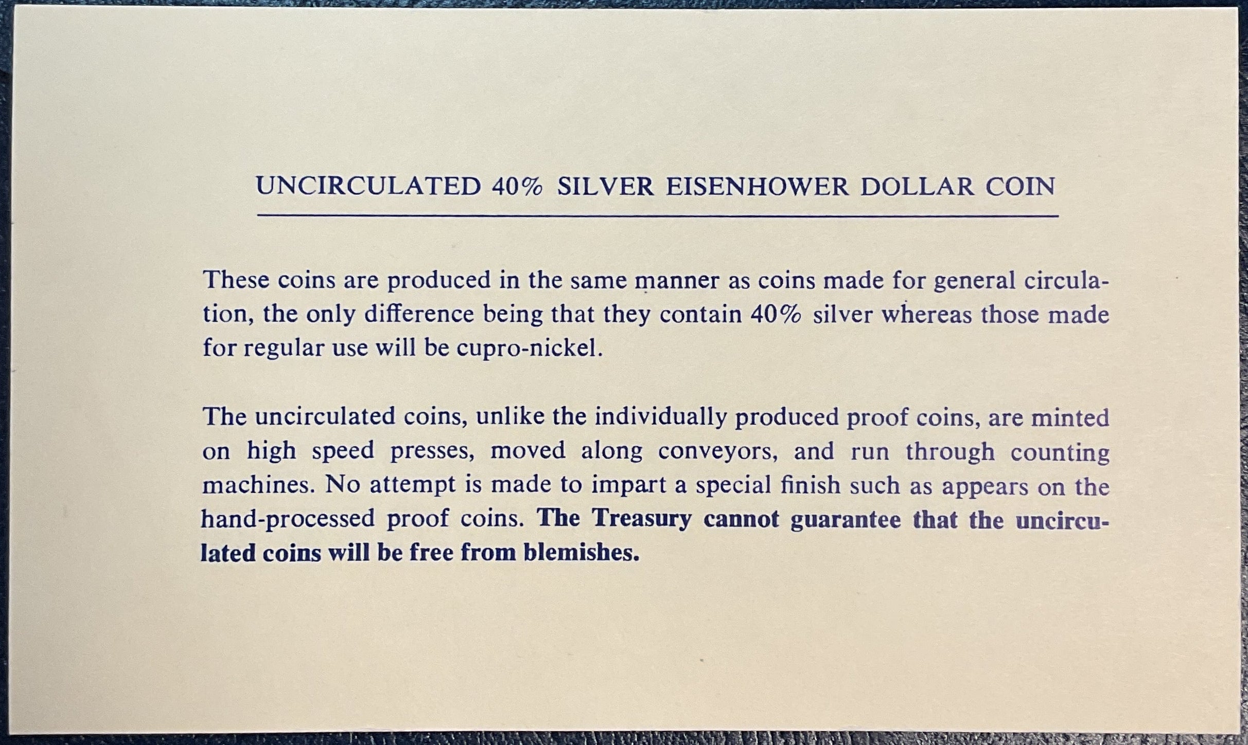 1973 Eisenhower Uncirculated Silver Dollar. Store #PT052
