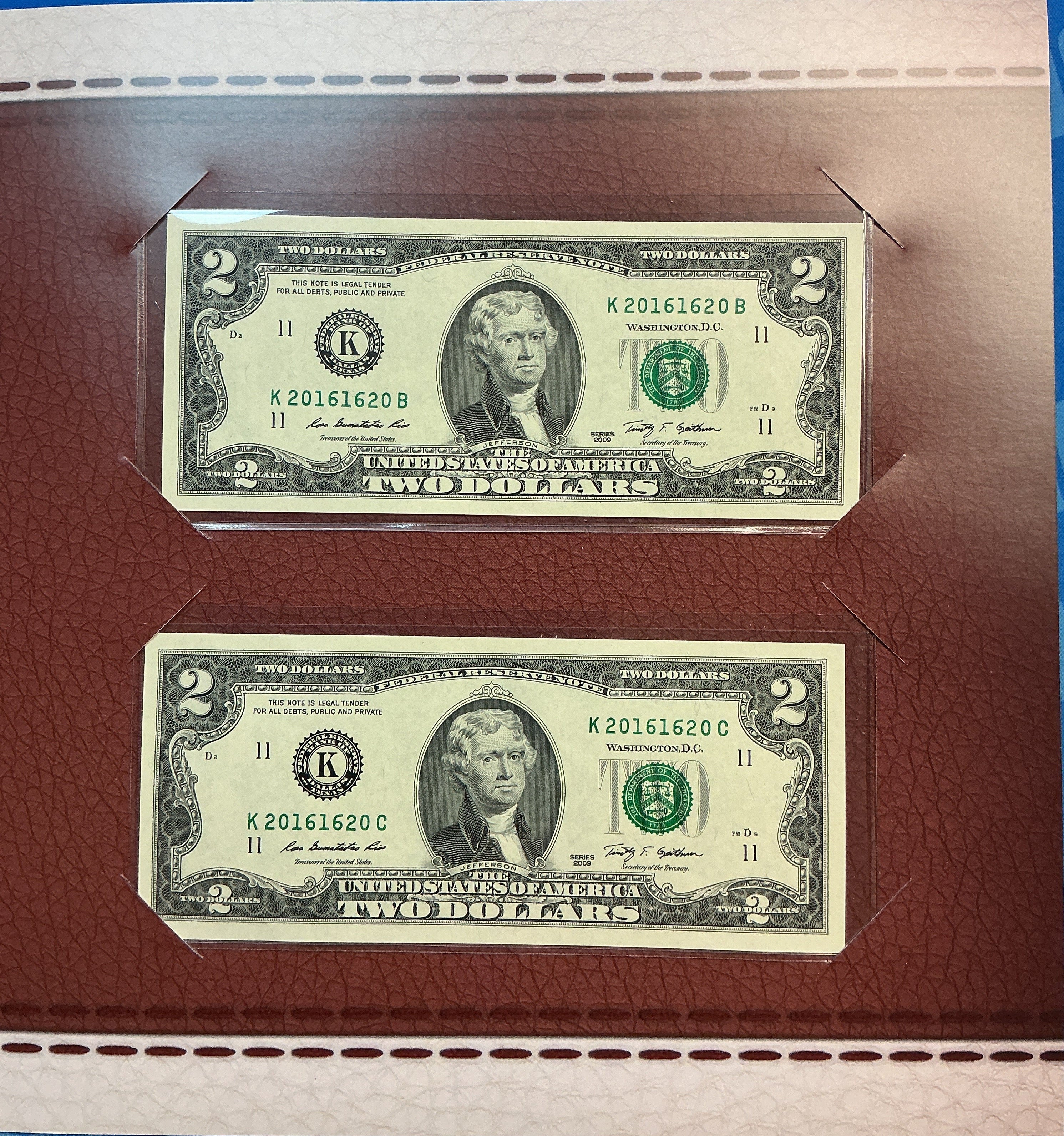 2016 Texas $2 Step Currency Set, Dept of Treasury-BEP, Store #FRN007