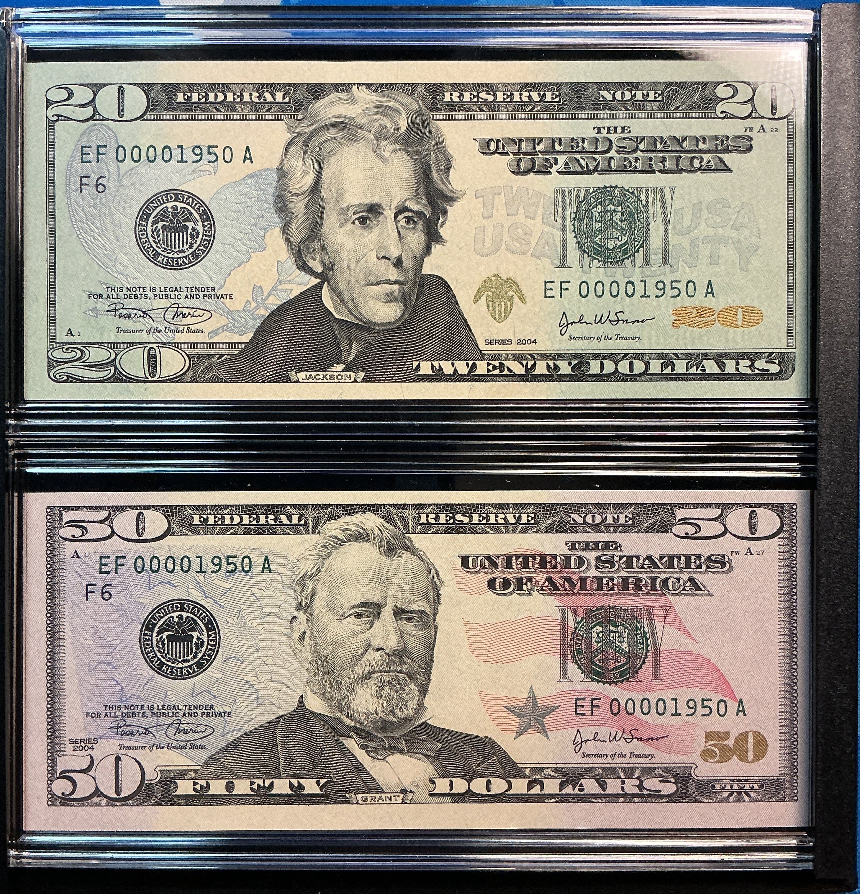 2004 Series, Atlanta Evolutions, $20 & $50, Dept of Treasury-BEP, #FRN017