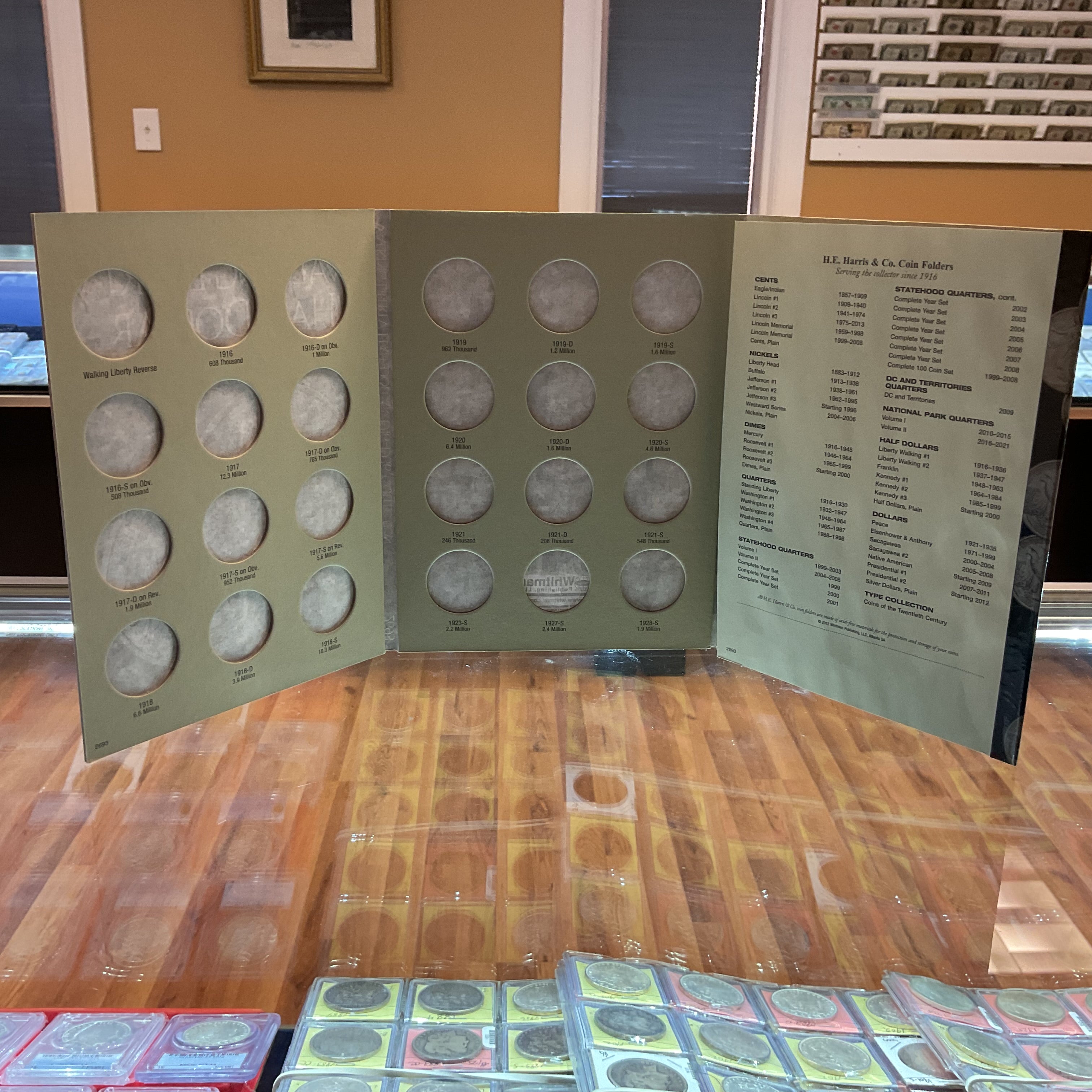 Walking Liberty Half Dollar, Harris Coin Folder, Collections 1916-1936