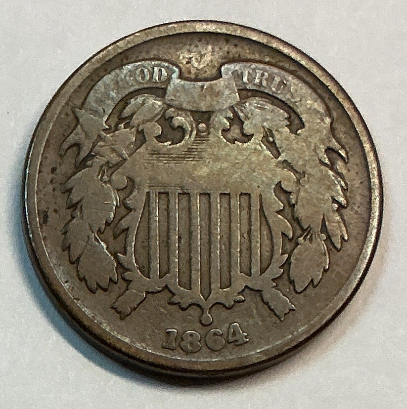 1864 Two-Cent Piece, Good Circulated Coin, Store #2C0004