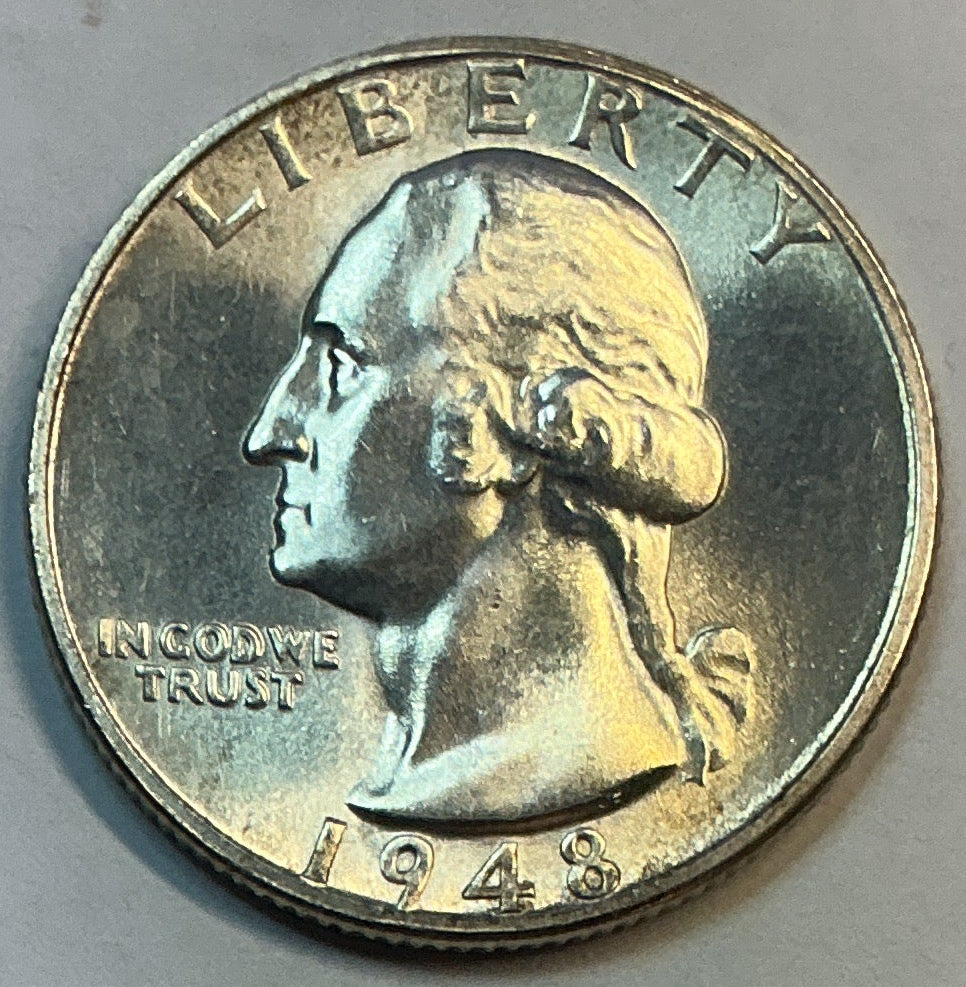 1948-S Washington Quarter. Uncirculated Collectable Coin. Store # QR1732
