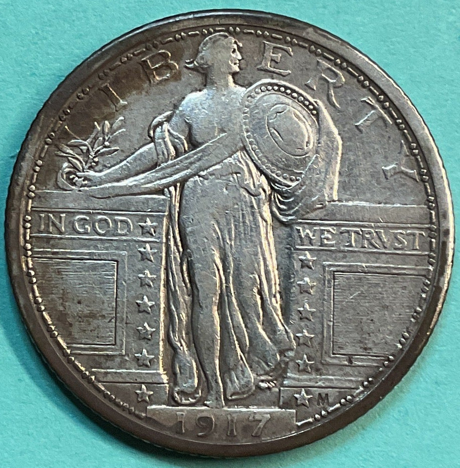 1917 T-1, Standing Liberty Quarter, Very Fine Detailed Coin, Store #QR1165