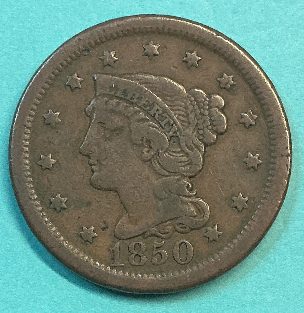 1850 Liberty Head Large Cent. Affordable Collectible Coin. Store #CT1402