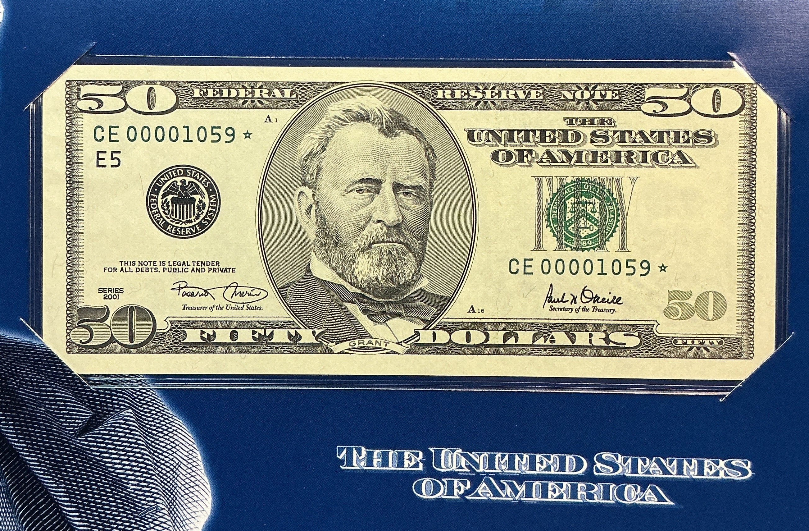 2001 Series $50 Single Star Note, F.R.Notes, Richmond, Low Serial Number Store #FRN019